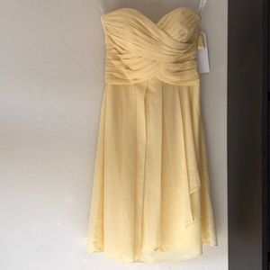 Yellow chiffon strapless dress size 0 NWT